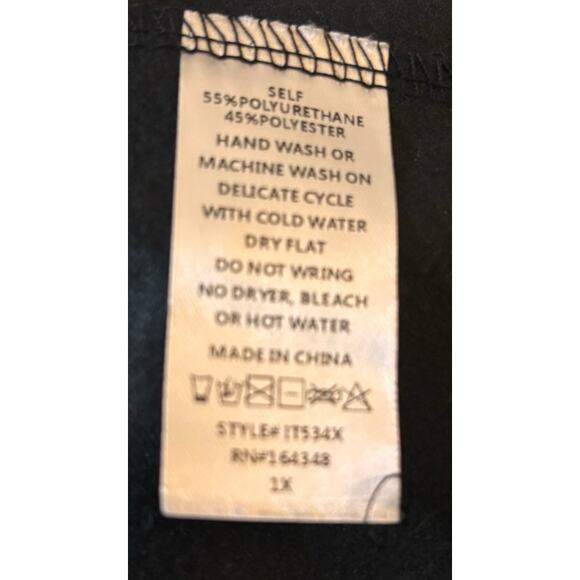 First Love By Lovelyn Black Faux Leather Sleeveless Peplum Top, Women's Plus 1X - Picture 5 of 5